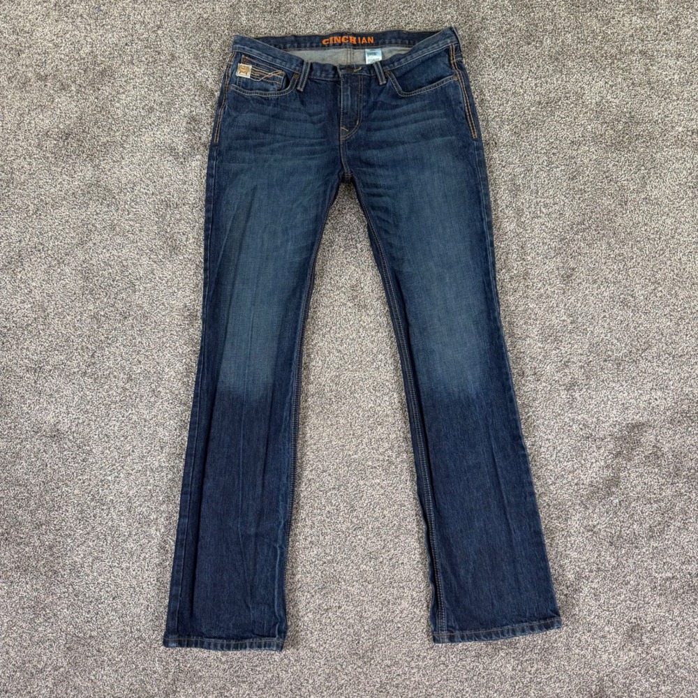 Cinch Ian Slim Fit Bootcut Jeans Mens 35x36 Dark Wash Denim Western Workwear